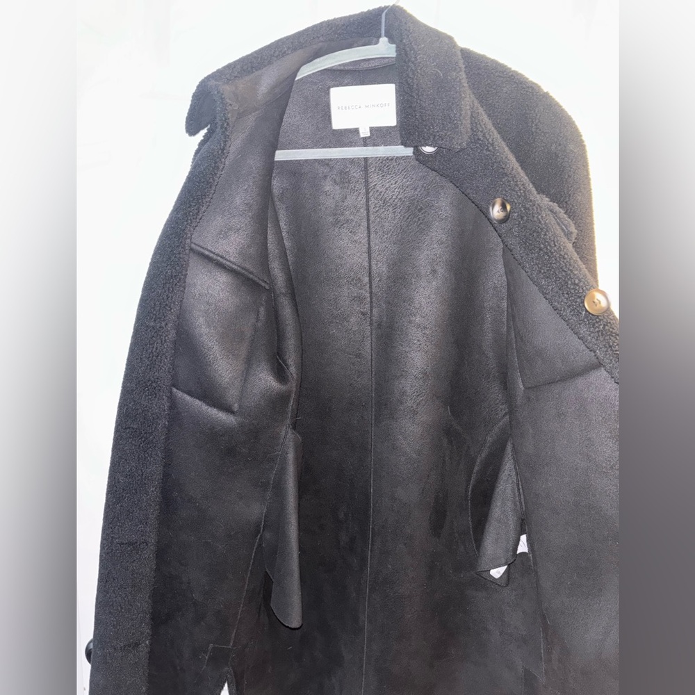 Rebecca Minkoff Black Women's Sherpa Coat S - Picture 4 of 6